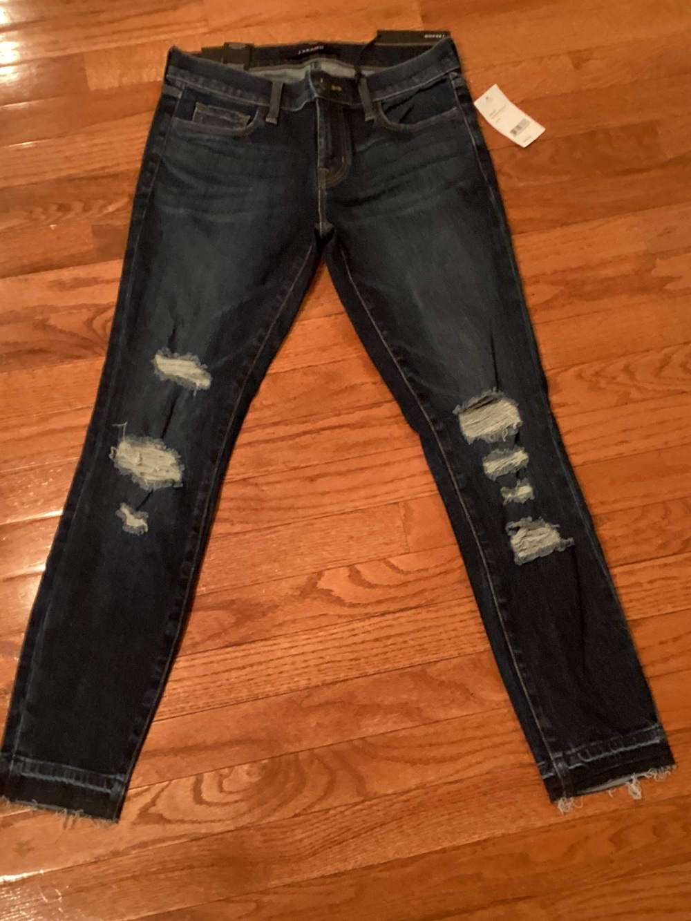 J Brand Dark Indigo Distressed Skinny Jeans